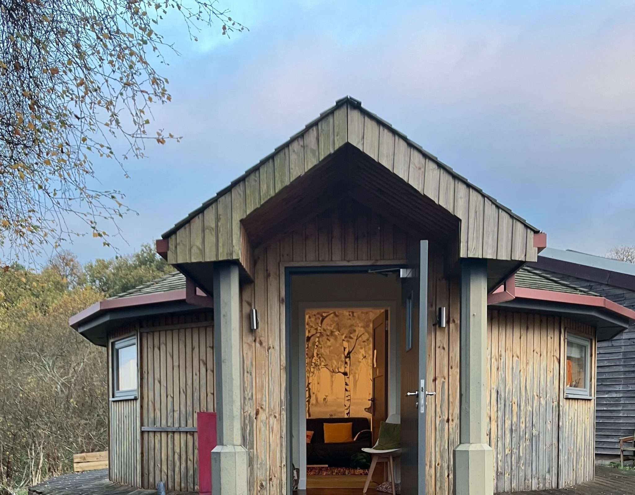 A photo of The Hut welcoming you inside.